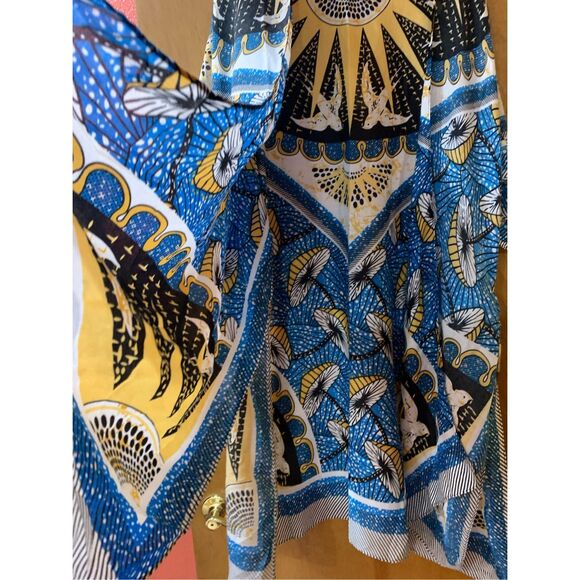 Blue and Yellow Kimono #sunburst #mushrooms #birds - Picture 2 of 5